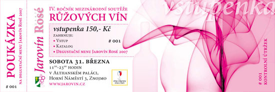 vstupenka na mezinárodní soutěž růžových vín Jarovín Rosé