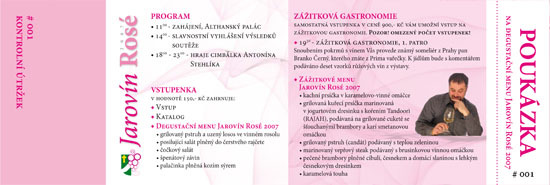 vstupenka na mezinárodní soutěž růžových vín Jarovín Rosé