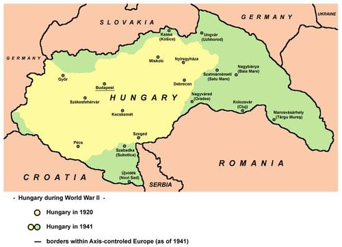 Mapa Maďarska za války